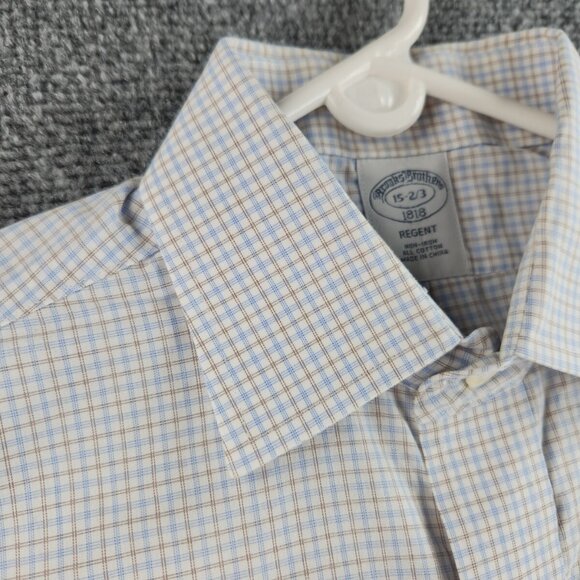 Brooks Brothers Non-Iron 15 2/3 Blue Check Cotton Regent Men Shirt Long Sleeve - Picture 8 of 16
